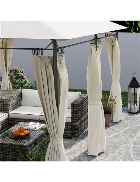 Outsunny 3 x 4m Metal Frame, Two-Tier Roof Gazebo - Cream White - pic 119144 | FastDaddyshop