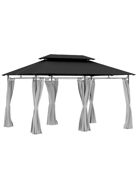 Outsunny 3 x 4m Metal Frame, Two-Tier Roof Gazebo - Dark Grey - pic 119145 | FastDaddyshop