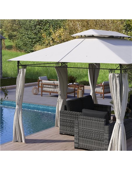 Outsunny 3 x 4m Metal Frame, Two-Tier Roof Gazebo - Dark Grey - pic 119152 | FastDaddyshop