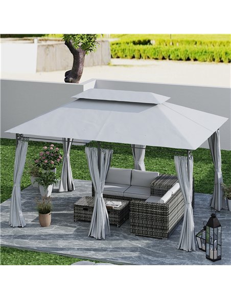 Outsunny 3 x 4m Metal Frame, Two-Tier Roof Gazebo - Dark Grey - pic 119153 | FastDaddyshop