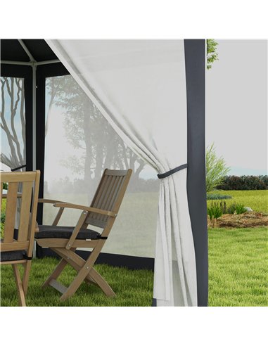 Outsunny 4M Hexagon Gazebo, Netting Party Tent, Patio Canopy Outdoor Event Shelter for Activities, Shade Resistant, Dark Grey