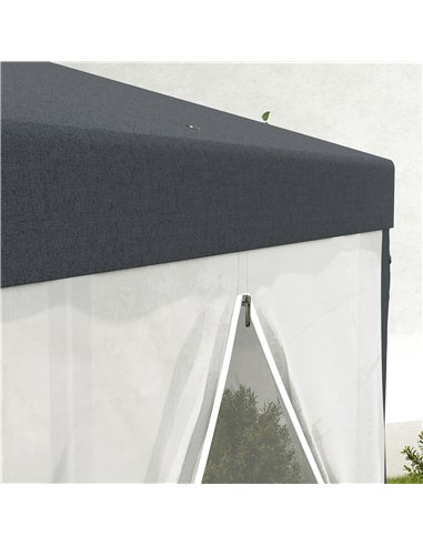 Outsunny 4M Hexagon Gazebo, Netting Party Tent, Patio Canopy Outdoor Event Shelter for Activities, Shade Resistant, Dark Grey