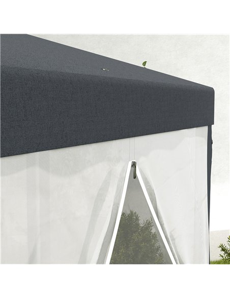Outsunny 4M Hexagon Gazebo, Netting Party Tent, Patio Canopy Outdoor Event Shelter for Activities, Shade Resistant, Dark Grey - pic 119162 | FastDaddyshop