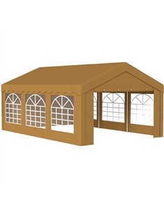 Outsunny 6m x 4m Garden Gazebo, Galvanised Marquee Party Tent with Removable Sides and Windows for Parties, Wedding and Events, 