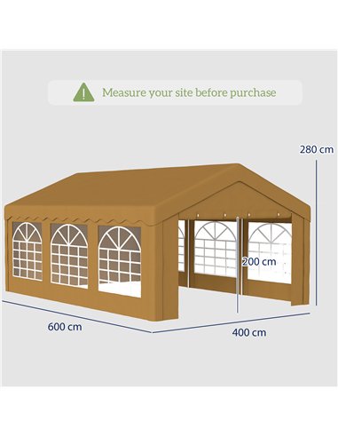 Outsunny 6m x 4m Garden Gazebo, Galvanised Marquee Party Tent with Removable Sides and Windows for Parties, Wedding and Events, 