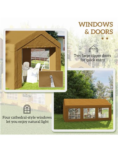 Outsunny 6m x 4m Garden Gazebo, Galvanised Marquee Party Tent with Removable Sides and Windows for Parties, Wedding and Events, 