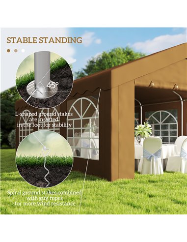 Outsunny 6m x 4m Garden Gazebo, Galvanised Marquee Party Tent with Removable Sides and Windows for Parties, Wedding and Events, 