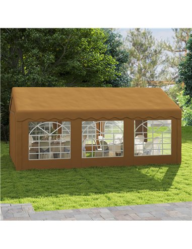 Outsunny 6m x 4m Garden Gazebo, Galvanised Marquee Party Tent with Removable Sides and Windows for Parties, Wedding and Events, 