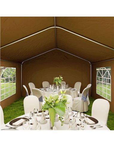Outsunny 6m x 4m Garden Gazebo, Galvanised Marquee Party Tent with Removable Sides and Windows for Parties, Wedding and Events, 