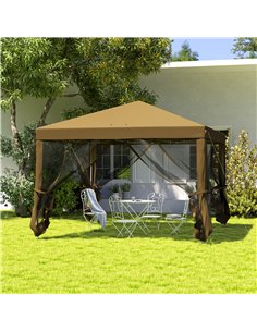 Outsunny 3 x 3 m Pop Up Gazebo, 420D Garden Tent Canopy with Removable Mesh Sidewall Netting, Carry Bag for Garden Patio Outdoor 2