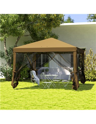 Outsunny 3 x 3 m Pop Up Gazebo, 420D Garden Tent Canopy with Removable Mesh Sidewall Netting, Carry Bag for Garden Patio Outdoor