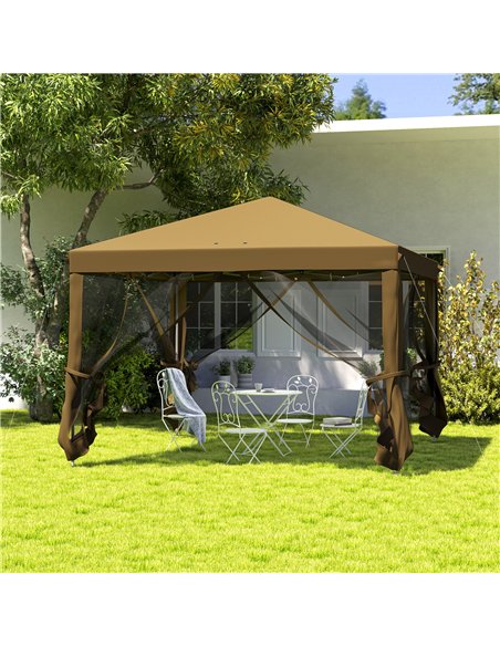Outsunny 3 x 3 m Pop Up Gazebo, 420D Garden Tent Canopy with Removable Mesh Sidewall Netting, Carry Bag for Garden Patio Outdoor - pic 119191 | FastDaddyshop