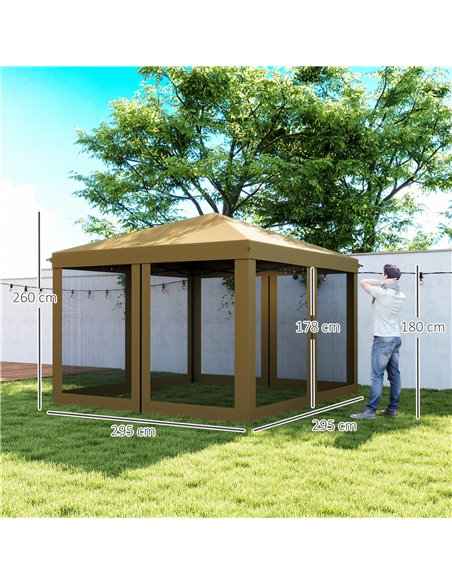 Outsunny 3 x 3 m Pop Up Gazebo, 420D Garden Tent Canopy with Removable Mesh Sidewall Netting, Carry Bag for Garden Patio Outdoor - pic 119192 | FastDaddyshop