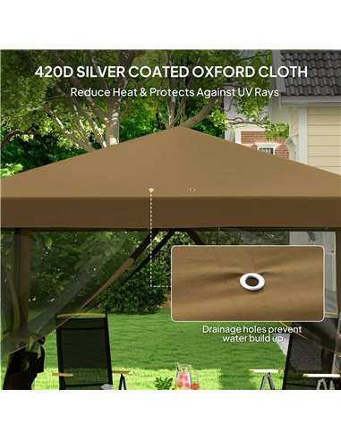 Outsunny 3 x 3 m Pop Up Gazebo, 420D Garden Tent Canopy with Removable Mesh Sidewall Netting, Carry Bag for Garden Patio Outdoor