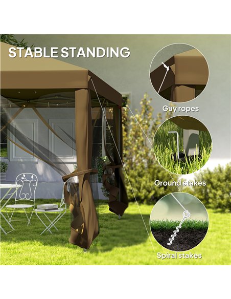 Outsunny 3 x 3 m Pop Up Gazebo, 420D Garden Tent Canopy with Removable Mesh Sidewall Netting, Carry Bag for Garden Patio Outdoor - pic 119195 | FastDaddyshop