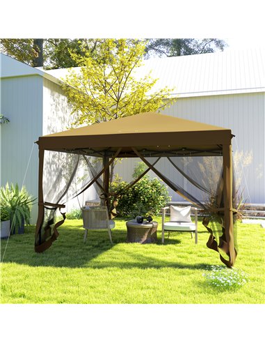 Outsunny 3 x 3 m Pop Up Gazebo, 420D Garden Tent Canopy with Removable Mesh Sidewall Netting, Carry Bag for Garden Patio Outdoor