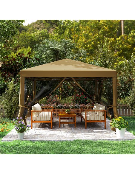 Outsunny 3 x 3 m Pop Up Gazebo, 420D Garden Tent Canopy with Removable Mesh Sidewall Netting, Carry Bag for Garden Patio Outdoor - pic 119197 | FastDaddyshop