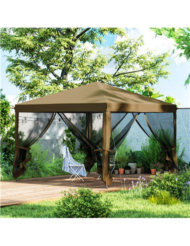 Outsunny 3 x 3 m Pop Up Gazebo, 420D Garden Tent Canopy with Removable Mesh Sidewall Netting, Carry Bag for Garden Patio Outdoor