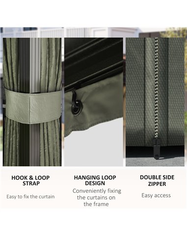Outsunny 3 x 4m Hardtop Gazebo Canopy with Metal Roof, Aluminium Gazebo Permanent Pavilion with Netting and Curtains, Dark Grey