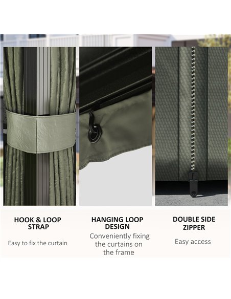 Outsunny 3 x 4m Hardtop Gazebo Canopy with Metal Roof, Aluminium Gazebo Permanent Pavilion with Netting and Curtains, Dark Grey - pic 119206 | FastDaddyshop