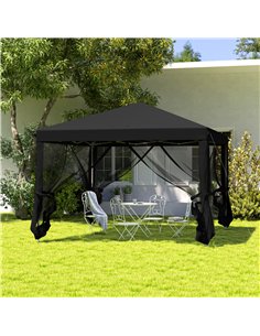 Outsunny 3 x 3 m Pop Up Gazebo, 420D Garden Tent Canopy with Removable Mesh Sidewall Netting, Carry Bag for Garden Patio Outdoor 2