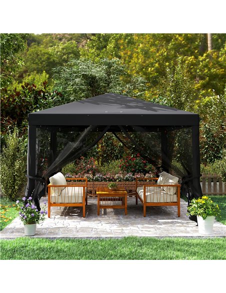 Outsunny 3 x 3 m Pop Up Gazebo, 420D Garden Tent Canopy with Removable Mesh Sidewall Netting, Carry Bag for Garden Patio Outdoor - pic 119215 | FastDaddyshop