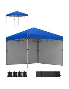 Outsunny 3 x 3 (M) Pop Up Gazebo, UPF 30+ with 2 Sidewalls, Leg Weight Bags and Wheeled Bag, Height Adjustable Party Tent Event 