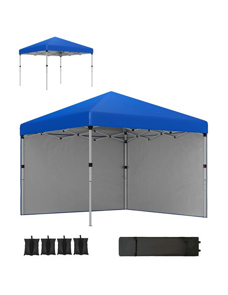 Outsunny 3 x 3 (M) Pop Up Gazebo, UPF 30+ with 2 Sidewalls, Leg Weight Bags and Wheeled Bag, Height Adjustable Party Tent Event  - pic 119226 | FastDaddyshop