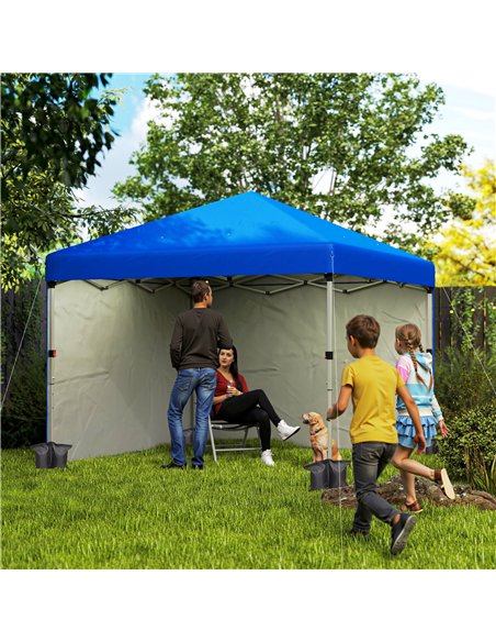 Outsunny 3 x 3 (M) Pop Up Gazebo, UPF 30+ with 2 Sidewalls, Leg Weight Bags and Wheeled Bag, Height Adjustable Party Tent Event  - pic 119227 | FastDaddyshop
