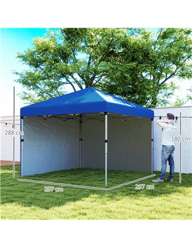 Outsunny 3 x 3 (M) Pop Up Gazebo, UPF 30+ with 2 Sidewalls, Leg Weight Bags and Wheeled Bag, Height Adjustable Party Tent Event 