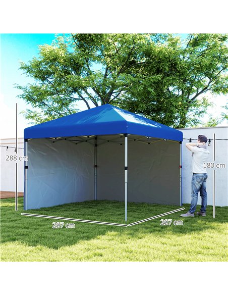 Outsunny 3 x 3 (M) Pop Up Gazebo, UPF 30+ with 2 Sidewalls, Leg Weight Bags and Wheeled Bag, Height Adjustable Party Tent Event  - pic 119228 | FastDaddyshop