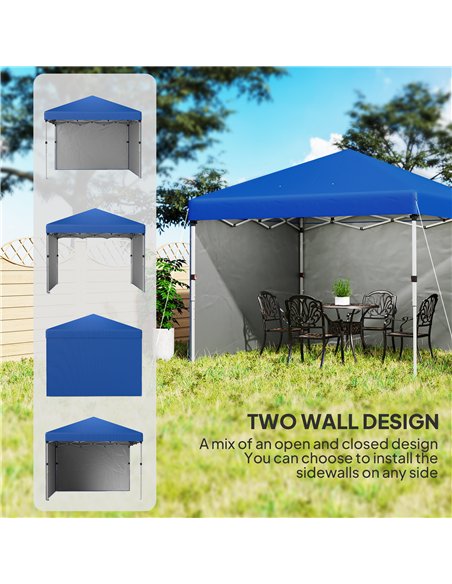 Outsunny 3 x 3 (M) Pop Up Gazebo, UPF 30+ with 2 Sidewalls, Leg Weight Bags and Wheeled Bag, Height Adjustable Party Tent Event  - pic 119229 | FastDaddyshop