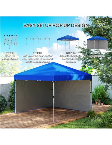 Outsunny 3 x 3 (M) Pop Up Gazebo, UPF 30+ with 2 Sidewalls, Leg Weight Bags and Wheeled Bag, Height Adjustable Party Tent Event 