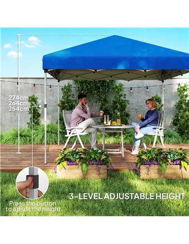 Outsunny 3 x 3 (M) Pop Up Gazebo, UPF 30+ with 2 Sidewalls, Leg Weight Bags and Wheeled Bag, Height Adjustable Party Tent Event 