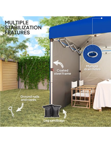 Outsunny 3 x 3 (M) Pop Up Gazebo, UPF 30+ with 2 Sidewalls, Leg Weight Bags and Wheeled Bag, Height Adjustable Party Tent Event  - pic 119232 | FastDaddyshop