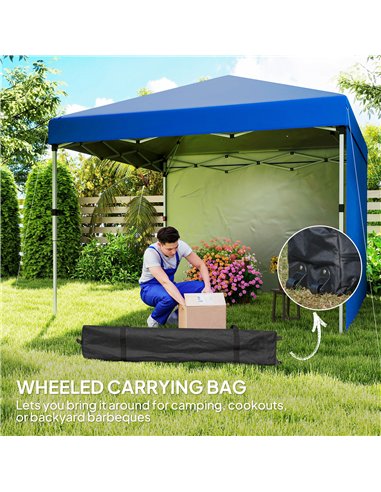 Outsunny 3 x 3 (M) Pop Up Gazebo, UPF 30+ with 2 Sidewalls, Leg Weight Bags and Wheeled Bag, Height Adjustable Party Tent Event 