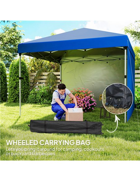 Outsunny 3 x 3 (M) Pop Up Gazebo, UPF 30+ with 2 Sidewalls, Leg Weight Bags and Wheeled Bag, Height Adjustable Party Tent Event  - pic 119233 | FastDaddyshop
