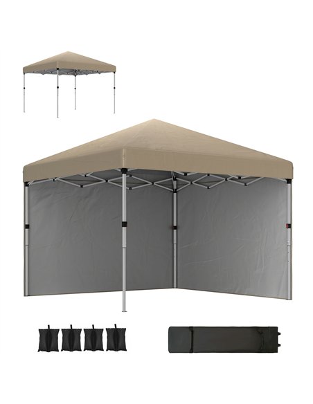 Outsunny 3 x 3 (M) Pop Up Gazebo, UPF 30+ with 2 Sidewalls, Leg Weight Bags and Wheeled Bag, Height Adjustable Party Tent Event  - pic 119244 | FastDaddyshop