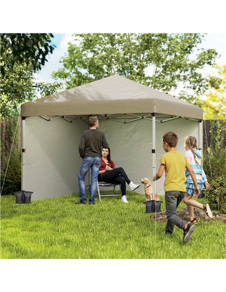 Outsunny 3 x 3 (M) Pop Up Gazebo, UPF 30+ with 2 Sidewalls, Leg Weight Bags and Wheeled Bag, Height Adjustable Party Tent Event  - pic 119245 | FastDaddyshop
