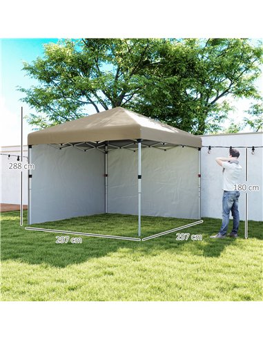 Outsunny 3 x 3 (M) Pop Up Gazebo, UPF 30+ with 2 Sidewalls, Leg Weight Bags and Wheeled Bag, Height Adjustable Party Tent Event 