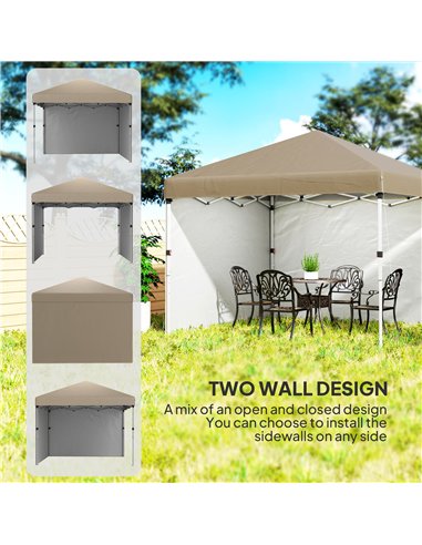 Outsunny 3 x 3 (M) Pop Up Gazebo, UPF 30+ with 2 Sidewalls, Leg Weight Bags and Wheeled Bag, Height Adjustable Party Tent Event 
