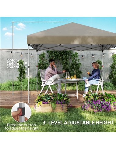 Outsunny 3 x 3 (M) Pop Up Gazebo, UPF 30+ with 2 Sidewalls, Leg Weight Bags and Wheeled Bag, Height Adjustable Party Tent Event 