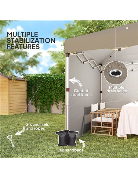Outsunny 3 x 3 (M) Pop Up Gazebo, UPF 30+ with 2 Sidewalls, Leg Weight Bags and Wheeled Bag, Height Adjustable Party Tent Event  - pic 119250 | FastDaddyshop
