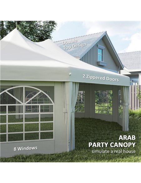 Outsunny 10 Sides Decagonal Garden Gazebo Marquee Party Tent Wedding Canopy Outdoor Heavy Duty Metal Frame (8.9m x 6.5m) - White - pic 119266 | FastDaddyshop