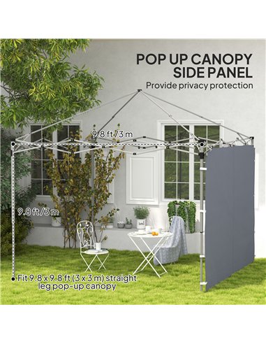Outsunny 195 x 295cm Replacement Gazebo Sidewall - Grey