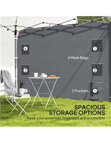 Outsunny 195 x 295cm Replacement Gazebo Sidewall - Grey