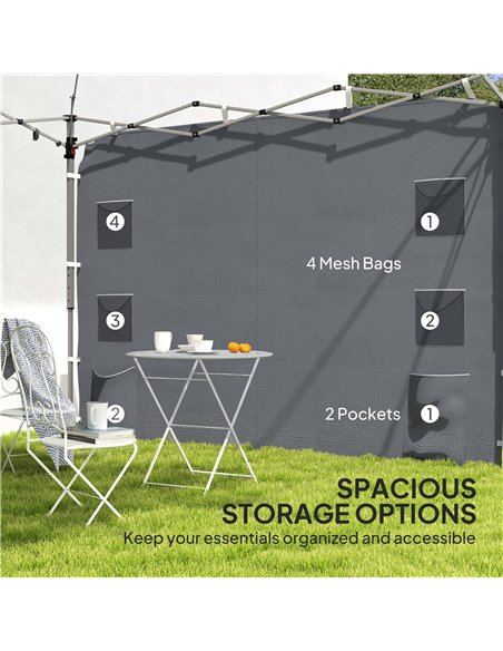 Outsunny 195 x 295cm Replacement Gazebo Sidewall - Grey - pic 119284 | FastDaddyshop