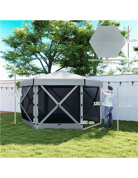 Outsunny 3 x 3(m) Hexagon Pop Up Gazebo with 5 Sides and Carry Bag, Waterproof, UV Resistant Party Tent Instant Event Shelter wi - pic 119291 | FastDaddyshop