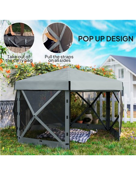 Outsunny 3 x 3(m) Hexagon Pop Up Gazebo with 5 Sides and Carry Bag, Waterproof, UV Resistant Party Tent Instant Event Shelter wi - pic 119292 | FastDaddyshop