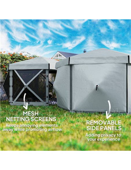 Outsunny 3 x 3(m) Hexagon Pop Up Gazebo with 5 Sides and Carry Bag, Waterproof, UV Resistant Party Tent Instant Event Shelter wi - pic 119293 | FastDaddyshop